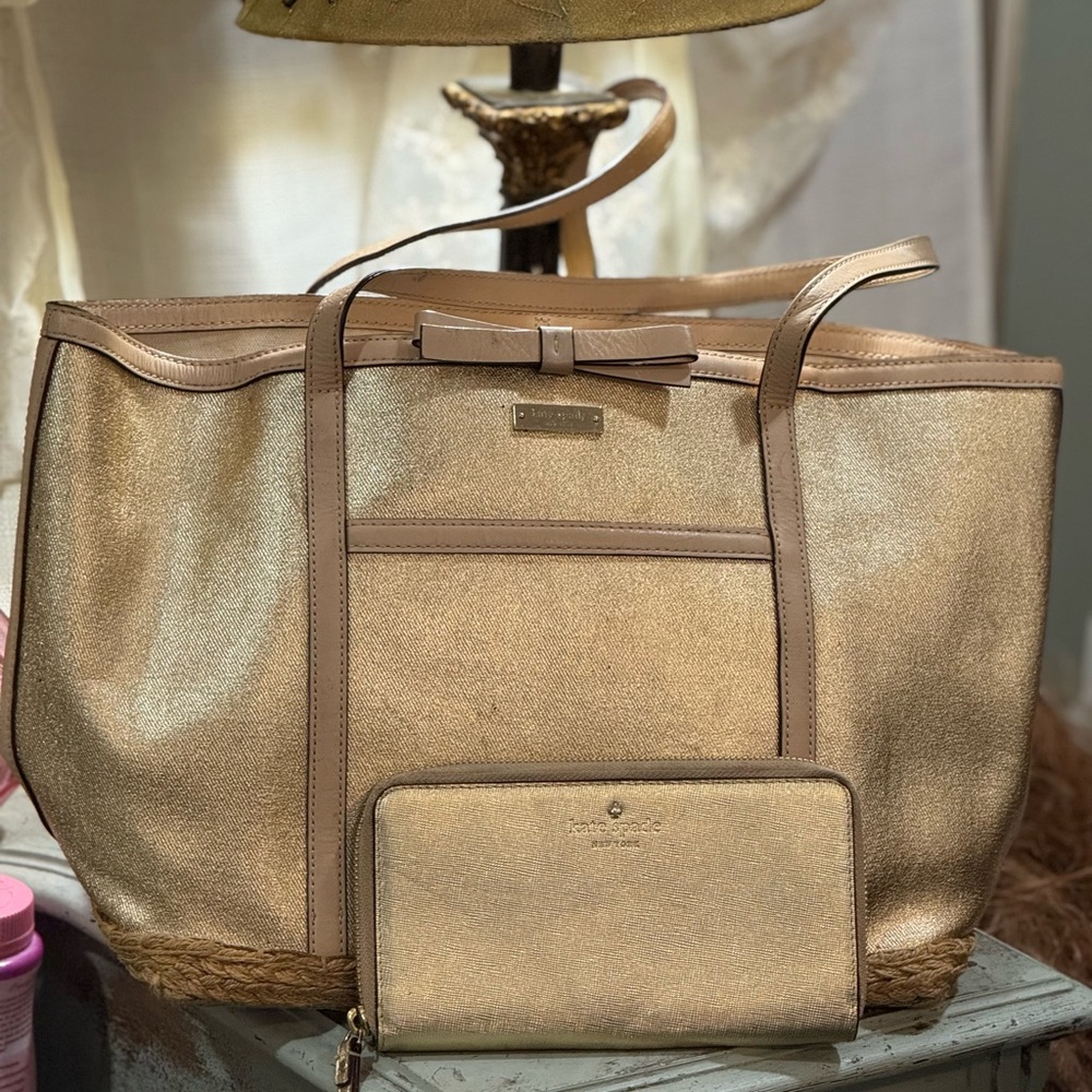 Kate Spade Shimmering Gold Tote with Wallet